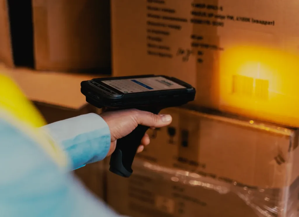 Various IoT sensors and RFID tags used in smart packaging for product monitoring and tracking